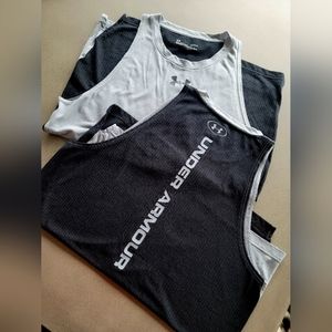 2 Pack Men's Under Armour Tank Top Fitness Gym Workout Tee SZ L